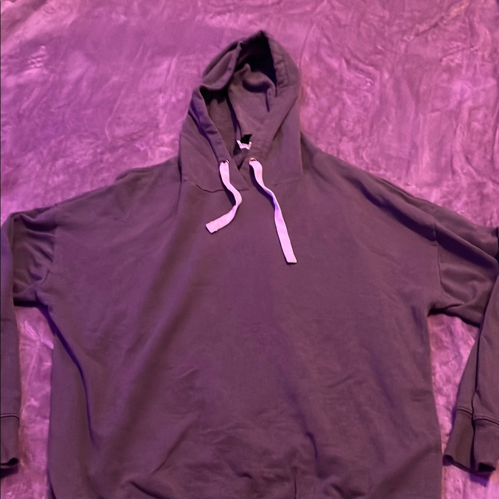 Purple Hoodie with White Drawstrings